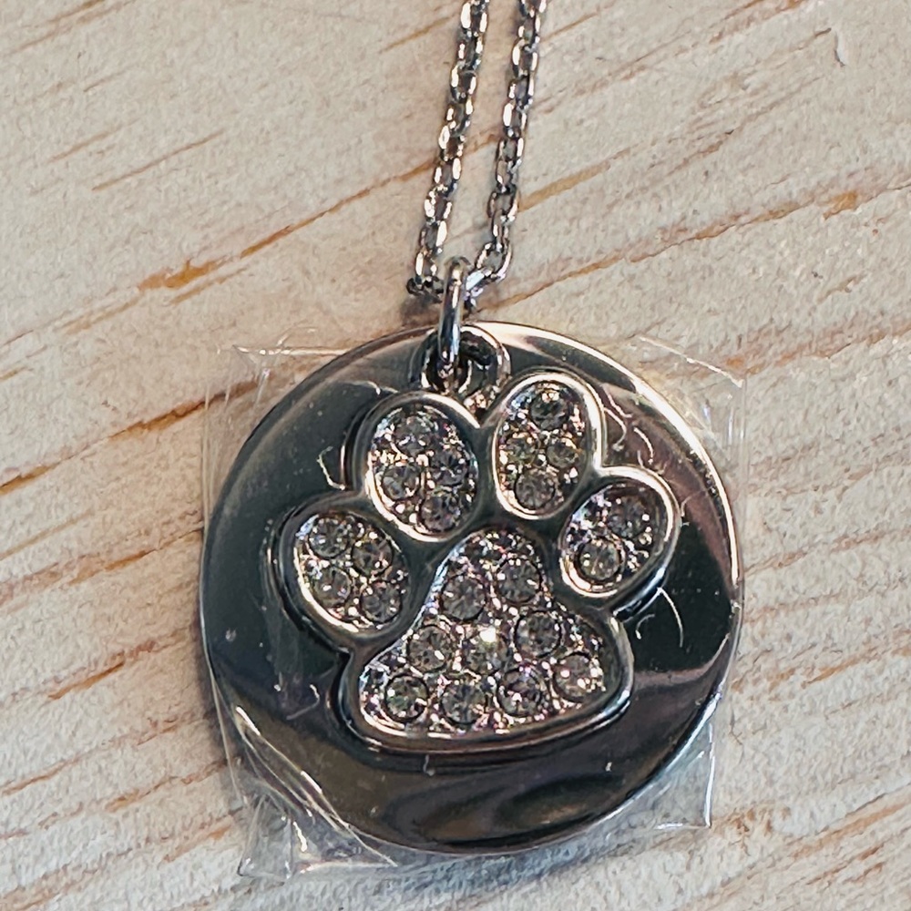 Swarovski Silver Paw Print Necklace